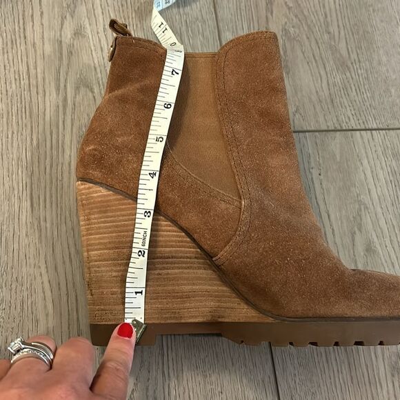 MICHAEL KORS THEA GENUINE SUEDE WEDGE ANKLE BOOTIES CHESTNUT BROWN SIZE 9.5 - Picture 9 of 9
